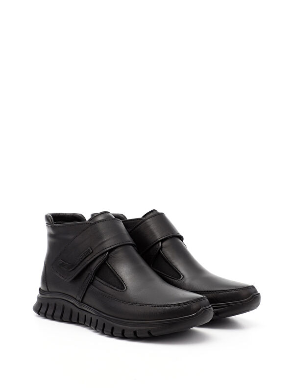 Kadın AÇIK SİYAH Cırtlı Hakiki Deri Comfort Bot - Görsel 3