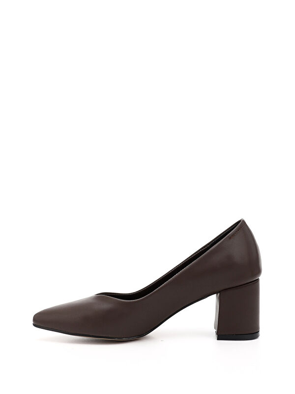 Kadın AÇIK KAHVERENGİ Sivri Burun Orta Kalın Topuklu Ayakkabı - Görsel 4