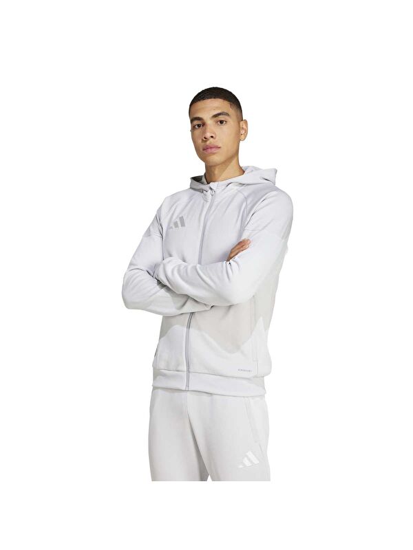 Adidas Tiro25 Full Zip Gri Kapüşonlu Erkek Fermuarlı Sweatshirt Hırka