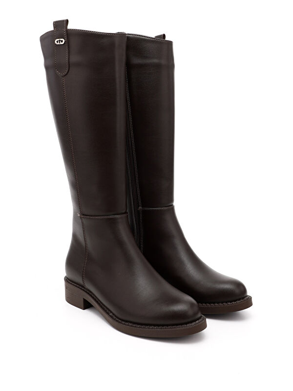 Kadın AÇIK KAHVERENGİ Fermuarlı Termo Taban Çizme - Görsel 3