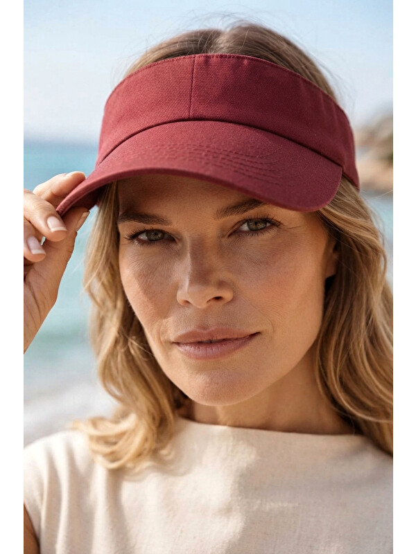 Marina Vizör - Tenisçi - Golf Siperlik Şapka Bordo SPK2601-3