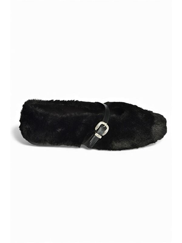 Fox Shoes Siyah Kadın Kışlık Babet V820105504