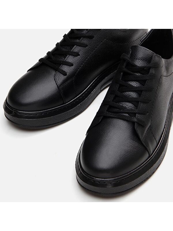 Hakiki Deri Siyah Erkek Günlük Ayakkabı - Görsel 6