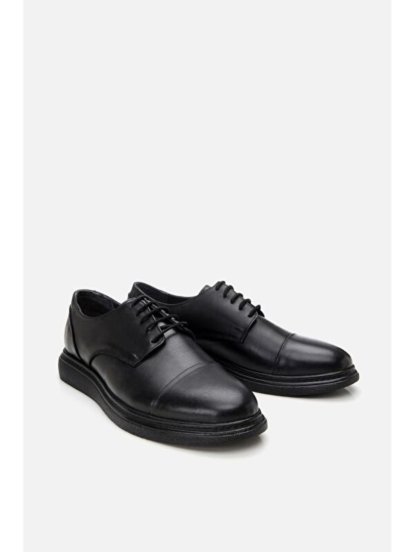 Erkek Deri Siyah Hafif Tabanlı Klasik Ayakkabı - Görsel 5