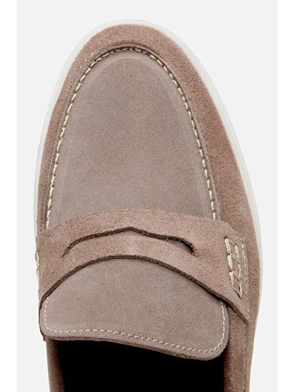 Erkek Süet Deri Bej Hafif Tabanlı Günlük Loafer - Görsel 5
