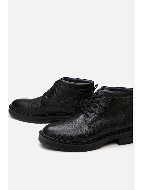 Hakiki Deri Siyah Erkek Günlük Bot - Görsel 5