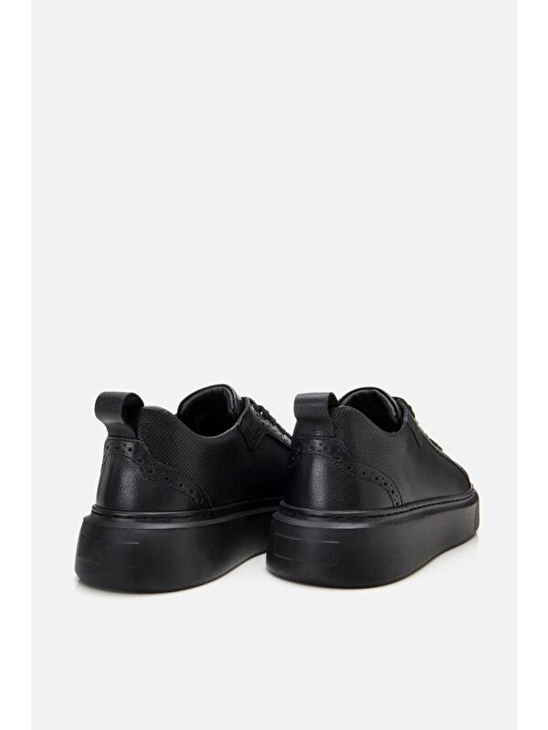 Erkek Deri Siyah Hafif Tabanlı Spor Ayakkabı - Görsel 9