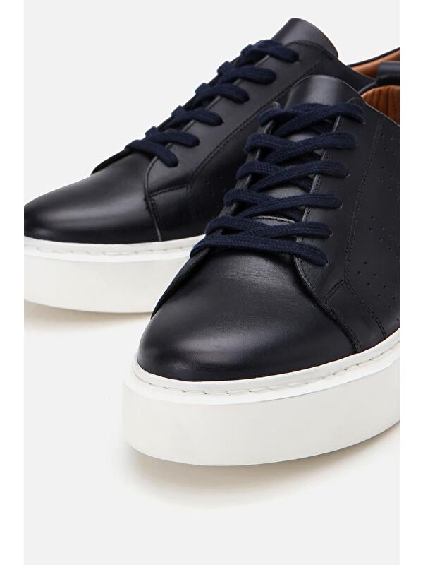 Erkek Deri Lacivert Hafif Tabanlı Spor Ayakkabı - Görsel 7