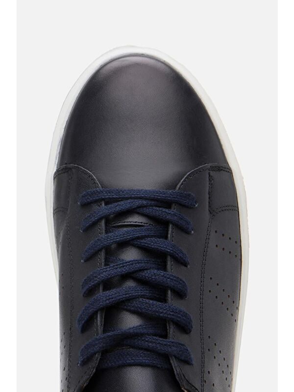 Erkek Deri Lacivert Hafif Tabanlı Spor Ayakkabı - Görsel 8