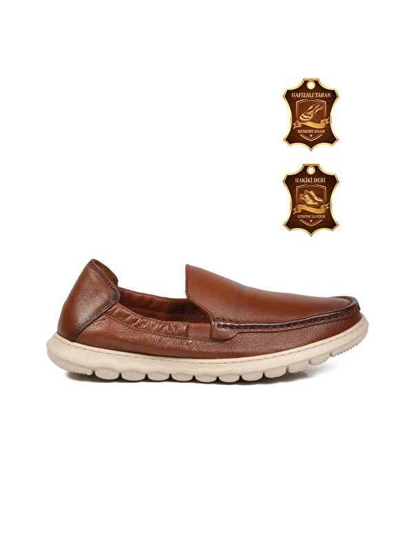 Voyager Taba Erkek Hakiki Deri Smart Casual Loafer Ayakkabı Hafızalı Rahat Taban Sensitive M599 M