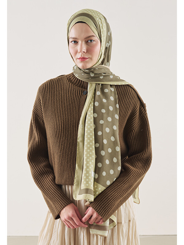 Fresh Scarfs Puantiye Desen Rami Şal Vizon