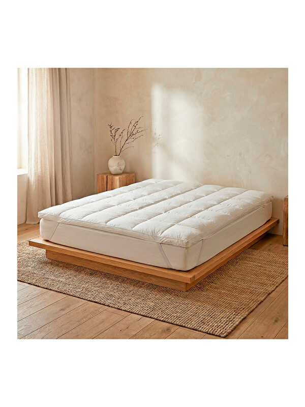 Othello Fibra Pamuk Kumaş Boncuk Elyaf Koruyucu Yatak Pedi 200x200 5 Cm
