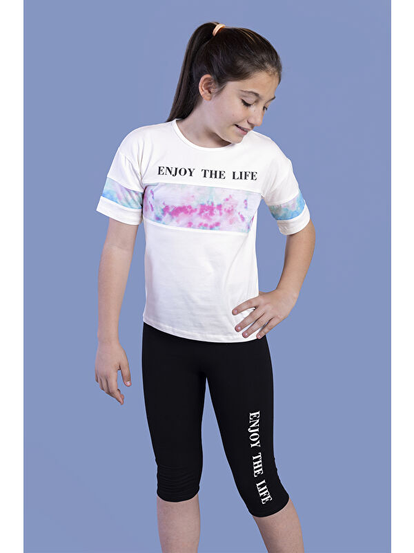 Toontoykids Kız Çocuk Garnili Baskılı Taytlı Takım