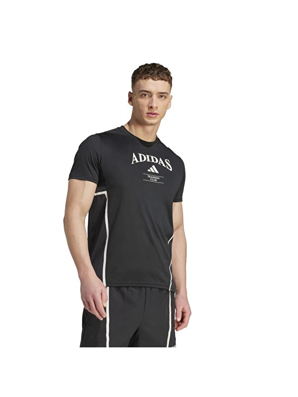 Adidas Designed For Training Heritage Erkek Siyah Bisiklet Yaka Spor Tişört