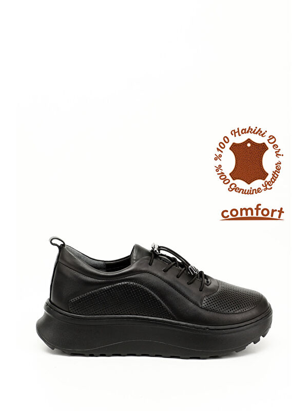GÖNDERİ(R) Kadın ZÜMRÜT-SİYAH Lastik Bağcıklı Comfort Hakiki Deri Sneaker