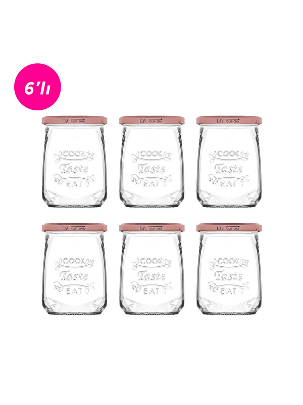 LAV Tasty Cam Kavanoz 6'lı Orta Boy 550 ml Metal Kapaklı (Erzak Saklama/Turşu Kavanozu )