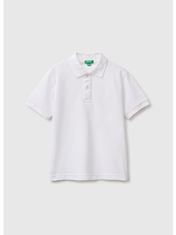 United Colors Of Benetton Erkek Çocuk Beyaz Kısa Kollu Polo Yaka Tişört