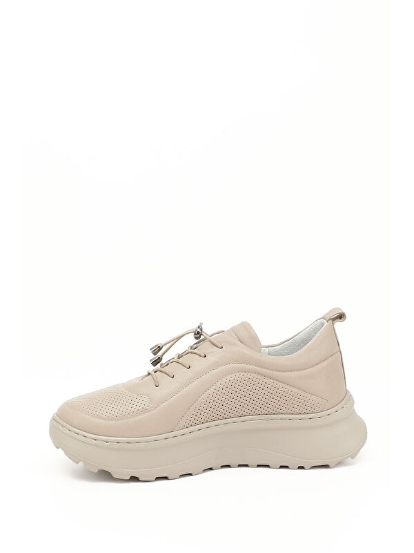 Kadın AÇIK NUDE Lastik Bağcıklı Comfort Hakiki Deri Sneaker - Görsel 4