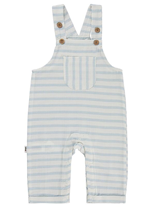 Civil Baby Çizgili Ön Cepli 6-18 Ay Salopet - Mavi
