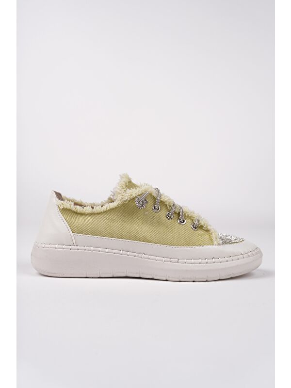 DAMSEL Bağcıklı Taşlı Kadın Günlük Denim Sneaker Spor Ayakkabı - Görsel 4