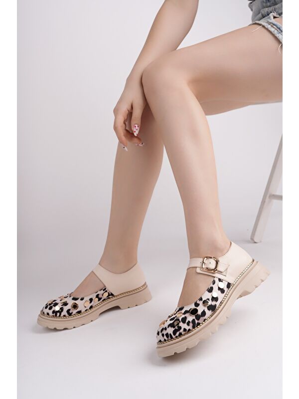 EGERİA Leopar Desenli Tek Bantlı Kalın Taban Kadın Günlük Loafer Ayakkabı - Görsel 7
