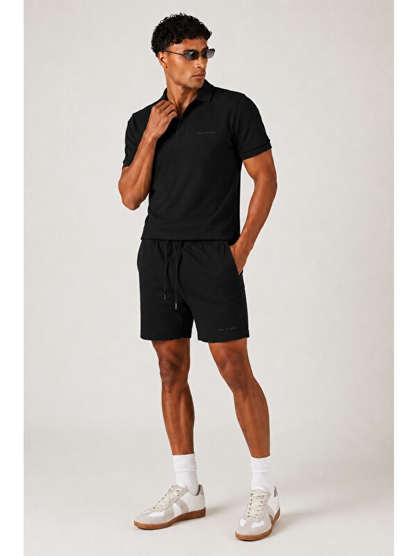 Tarz Cool Erkek %100 Pamuk Polo Yaka Tişört ve Şort Takım – Slim Fit Yazlık 2'li Kombin