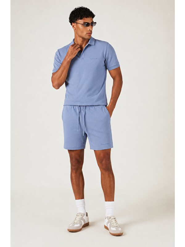 Tarz Cool Erkek %100 Pamuk Polo Yaka Tişört ve Şort Takım – Slim Fit Yazlık 2'li Kombin
