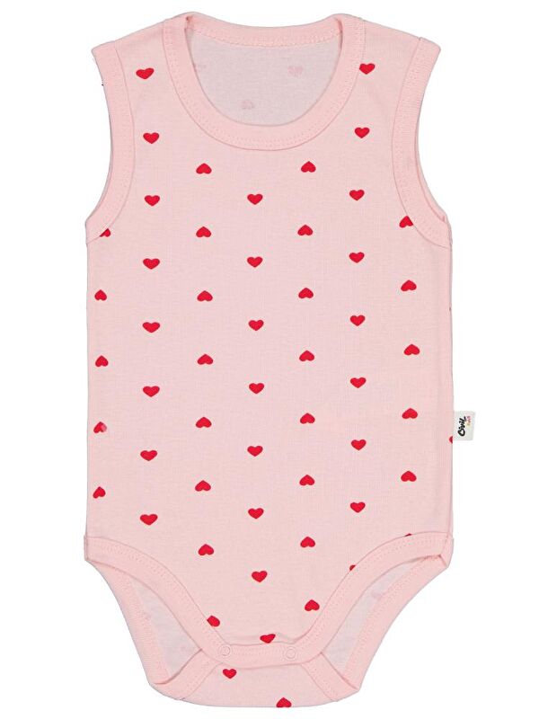 Civil Baby Kalp Baskılı 1-36 Ay Çıtçıtlı Badi - Pembe 1-3 Ay