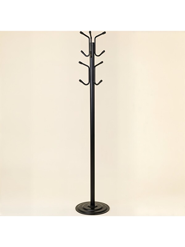 UPSTYLE Viona 12 Askılı Metal Ayaklı Portmanto Siyah 161 cm