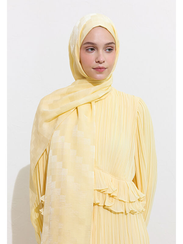 Fresh Scarfs Nori İpek Jakar Şal Butter Yellow