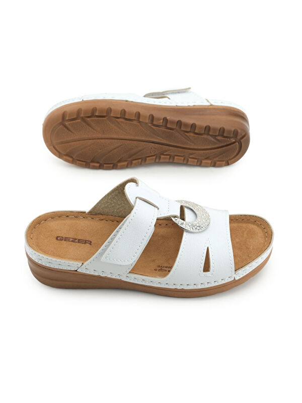 Yazlık Kadın Suni Deri Koleksiyon Cırtlı Ayarlanabilir Terlik - Görsel 6