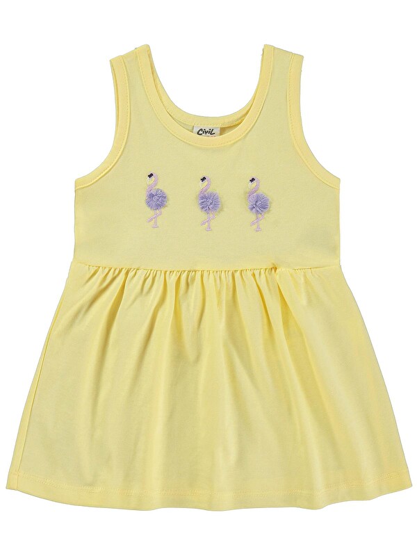 Civil Baby Flamingo Nakış 6-18 Ay Elbise - Sarı