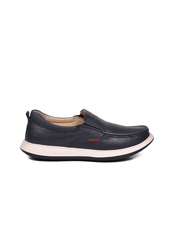 Voyager Erkek Lacivert Hakiki Deri Kolay Giyilebilir Hafızalı Rahat Taban Casual Ayakkabı Loafer 6501 M