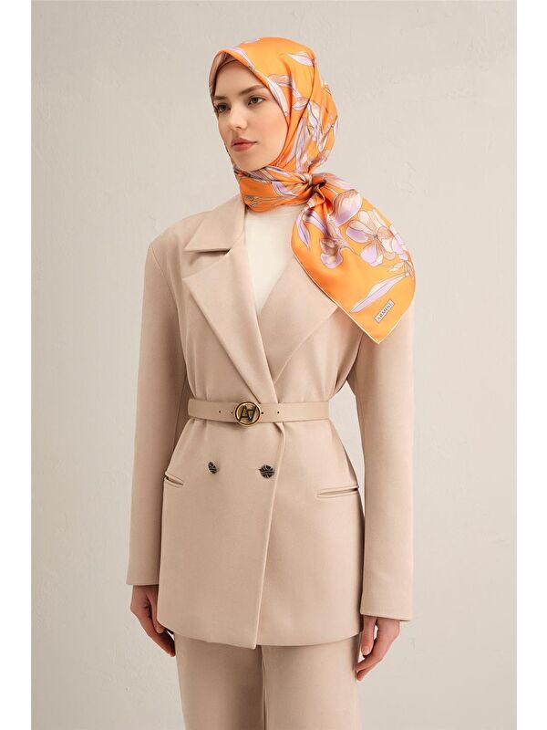ARMİNE Çiçek Desenli Saf İpek Twill Eşarp 9324 33