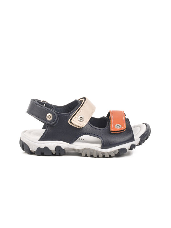 Lacivert Turuncu Cırtlı Erkek Çocuk Spor Sandalet 173110 P - Görsel 2