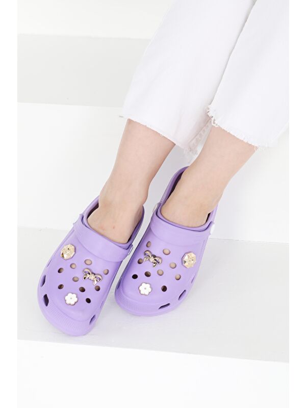 Kadın Lila Taşlı Terlik - 27411 - Görsel 3