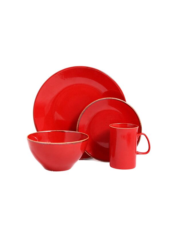 PORLAND Seasons Kırmızı Yemek Takımı 4 Parça 1 Kişilik 04ALM007532