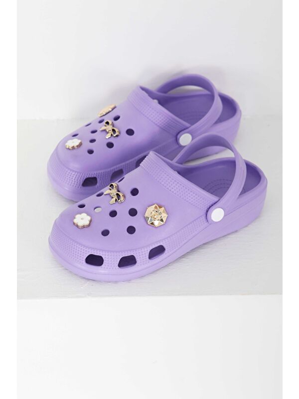 Kadın Lila Taşlı Terlik - 27411 - Görsel 6