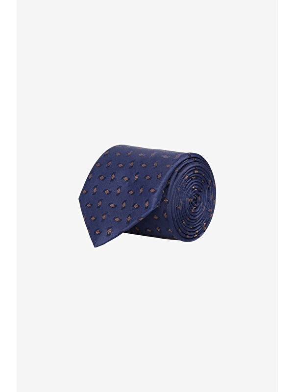 Altınyıldız Classics Erkek Lacivert-Kahverengi Desenli Kravat