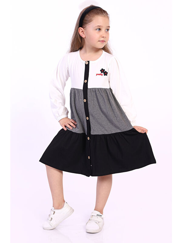 Toontoykids Kız Çocuk Göğsü Pretty Nakışlı Elbise