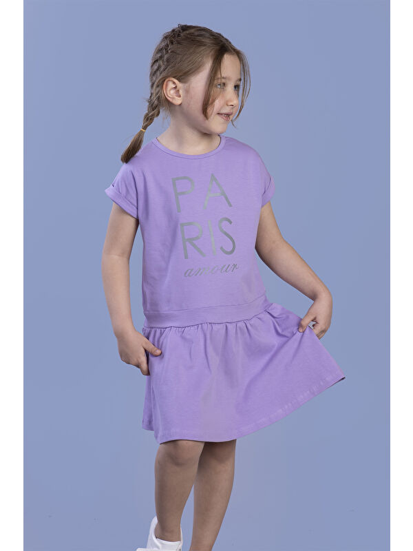 Toontoykids Kız Çocuk Reflektör Baskılı Elbise