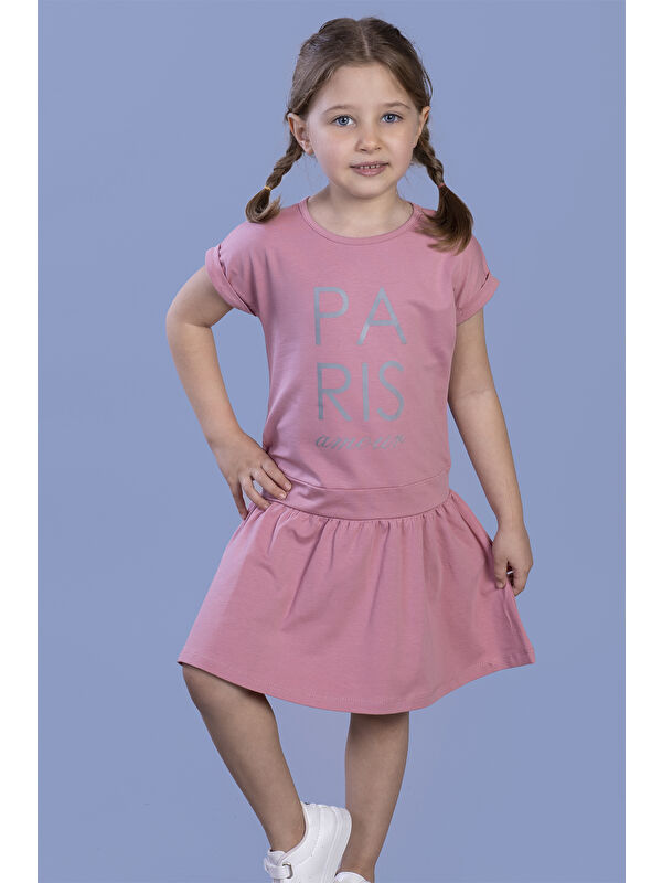 Toontoykids Kız Çocuk Reflektör Baskılı Elbise