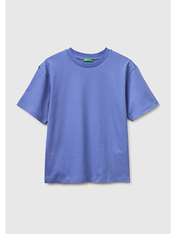 United Colors Of Benetton Erkek Çocuk Havacı Mavi Baskılı Bisiklet Yaka Kısa Kollu T-Shirt