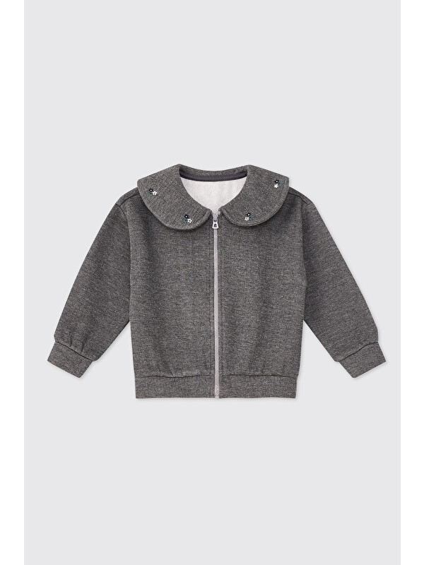 Panço Kız Bebek Gri-Melanj Sweatshirt