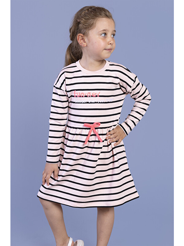 Toontoykids Kız Çocuk Çizgili Elbise