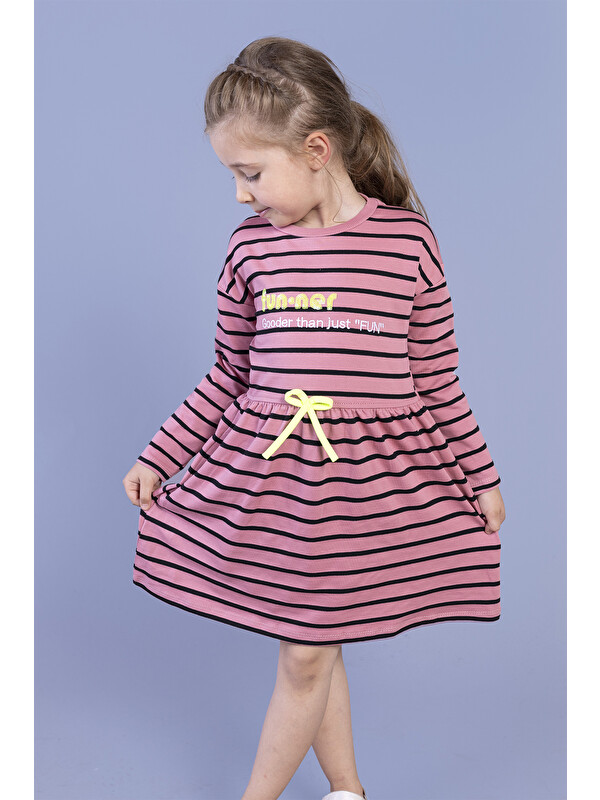 Toontoykids Kız Çocuk Çizgili Elbise