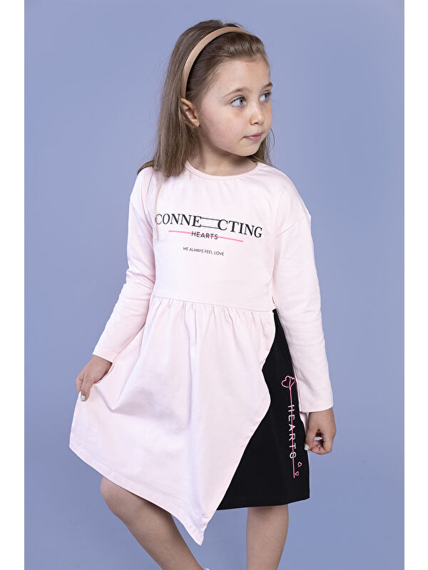 Toontoykids Kız Çocuk Baskılı Garni Detaylı Elbise
