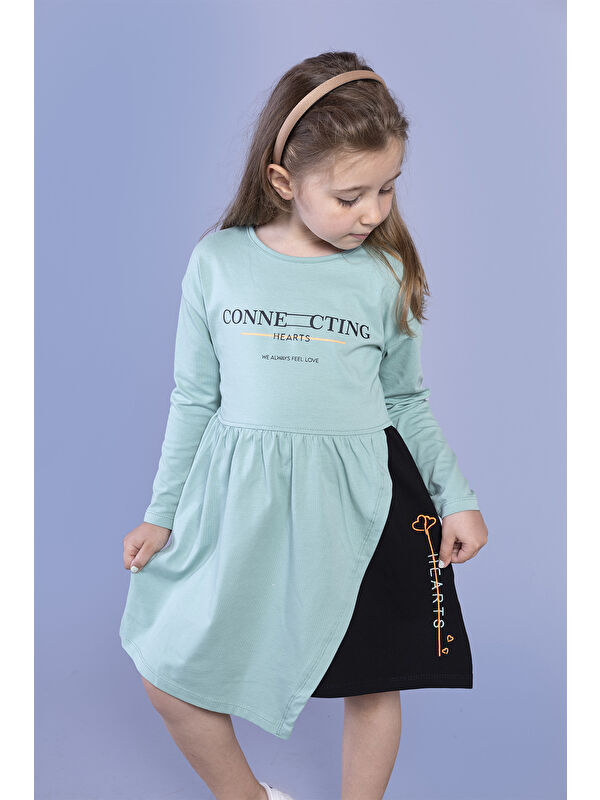 Toontoykids Kız Çocuk Baskılı Garni Detaylı Elbise