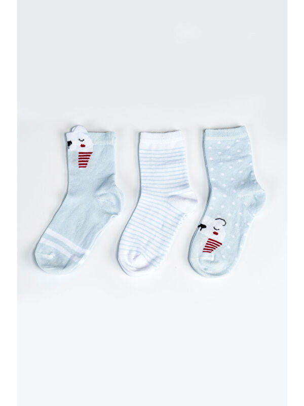 AZİZ BEBE Kız Bebek Basic Dikişsiz 3 'lü Soket Çorap 0 Ay - 36 Ay