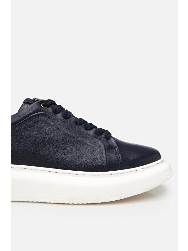 Erkek Deri Lacivert Hafif Tabanlı Spor Ayakkabı - Görsel 7